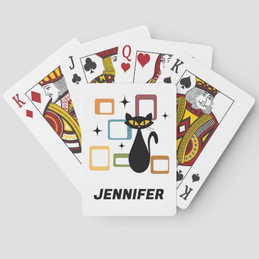 Jeu De Cartes Chiffre noir du milieu du siècle (dos)