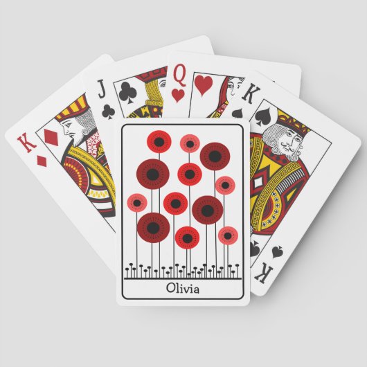 Jeu De Cartes Chiffres rouges Abstraits personnalisés (dos)