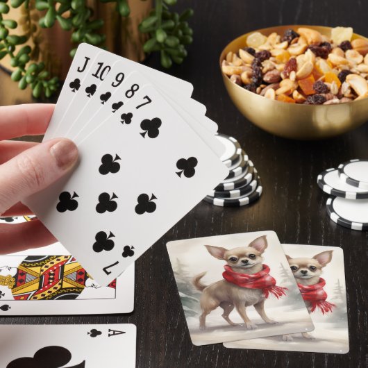 Jeu De Cartes Chihuahua Chien dans Noël de neige (In Situ)