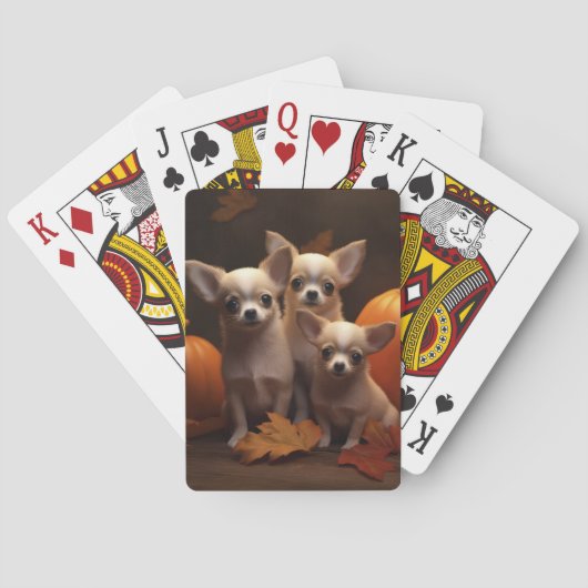 Jeu De Cartes Chihuahua Chiot Automne Citrouille de plaisir (dos)