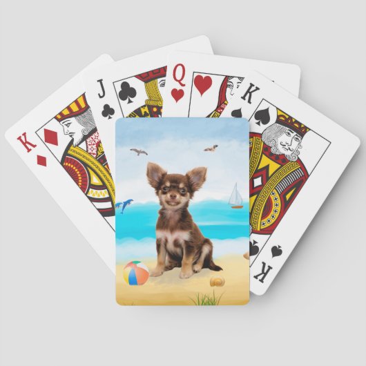 Jeu De Cartes Chihuahua Dog sur la plage (dos)