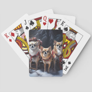 Jeu De Cartes Chihuahua enneigé traîneau décoration de Noël