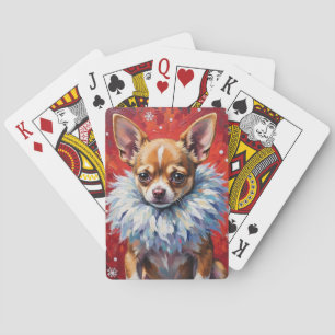 Jeu De Cartes Chihuahua Sassy au Collier de Fourrure Fluffy pour