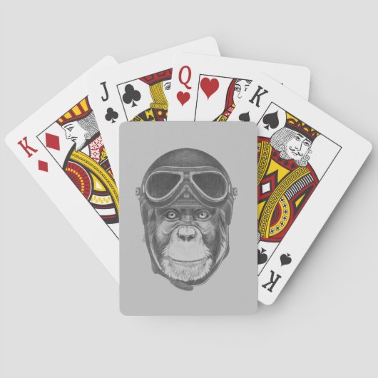 Jeu De Cartes Chimpanzé vintage de casque (dos)