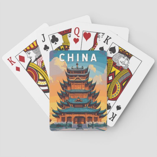 Jeu De Cartes China Illustration Travel Art Vintage (dos)