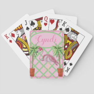 Jeu De Cartes Chinoiserie Flamant rose Palm Ginger Jar Jars Vert
