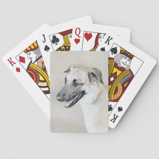 Jeu De Cartes Chinook (Oreilles Laissées) Peinture - Art Chien o (dos)