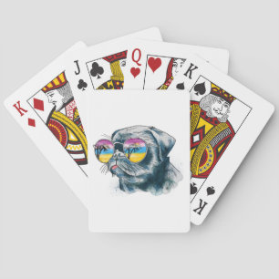 Jeu De Cartes Chiot Tropical Aquarelle