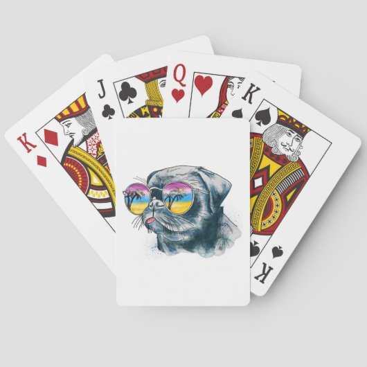Jeu De Cartes Chiot Tropical Aquarelle (dos)