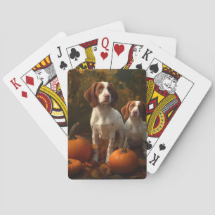 Jeu De Cartes Chiots Brittany Spaniel Délice d'Automne Citrouill