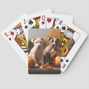 Jeu De Cartes Chiots Pitbull Délice d'Automne Citrouille 