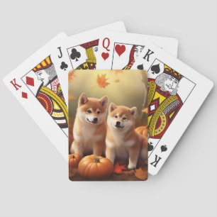 Jeu De Cartes Chiots Shiba Inu Délice d'Automne Citrouille