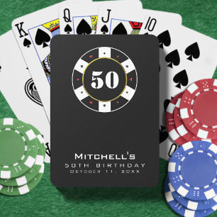 Jeu De Cartes Chip de poker 50e fête d'anniversaire Noir