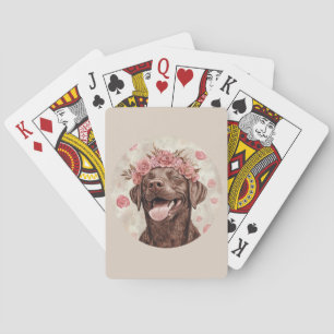 Jeu De Cartes Chocolat Labrador Chien rose Joyeux