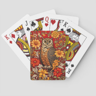 Jeu De Cartes Chouette À Rayures Et Fleurs De Zinnia