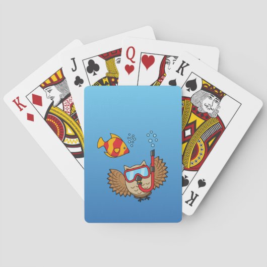 Jeu De Cartes Chouette avec masque tuba et poisson tropical (dos)
