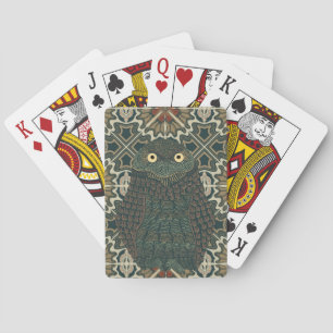 Jeu De Cartes Chouette bractée décorée Tons Brown dorés