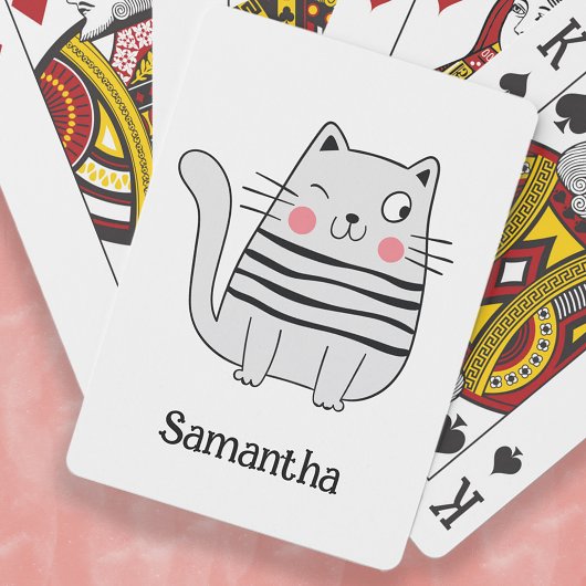 Jeu De Cartes Chouette Chat Drôle Clin d'Œil Nom Monogramme