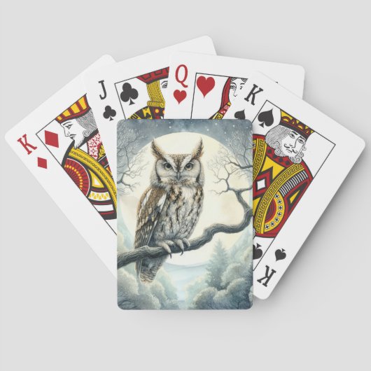 Jeu De Cartes Chouette de crayon d'aquarelle (dos)