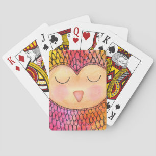 Jeu De Cartes Chouette dormante funky moderne Peinture multimédi
