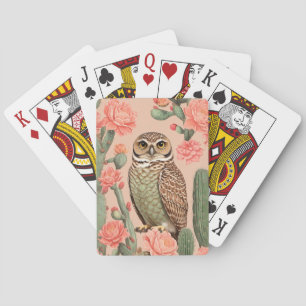 Jeu De Cartes Chouette Et Cactus Élégants À Brûler