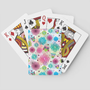 Jeu De Cartes Chouette fleur mignonne arrière - plan motif