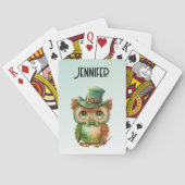 Jeu De Cartes Chouette mignonne dans un chapeau vert (dos)