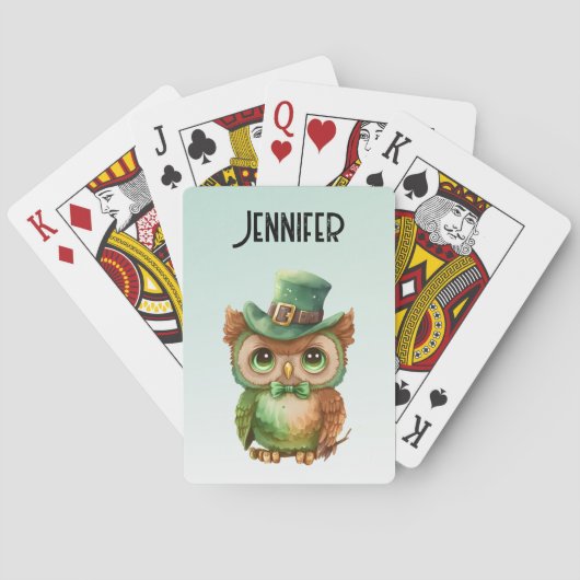 Jeu De Cartes Chouette mignonne dans un chapeau vert (dos)