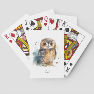 Jeu De Cartes Chouette mignonne en aquarelle