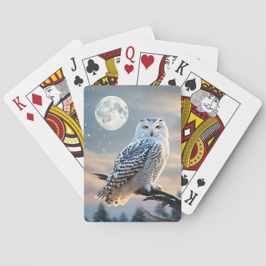 Jeu De Cartes Chouette neigeuse en hiver au clair de lune avec c (dos)
