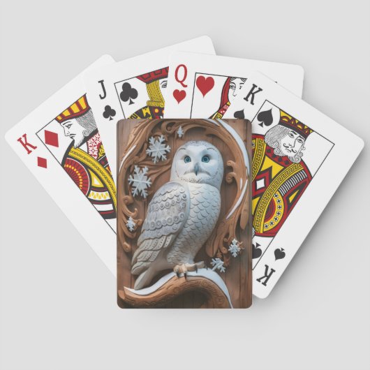 Jeu De Cartes Chouette neigeuse perchée en hiver (dos)