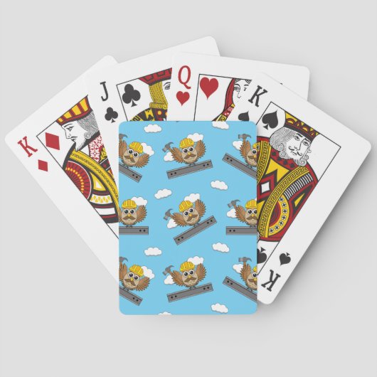 Jeu De Cartes Chouette ouvrier du bâtiment mignon avec casque de (dos)