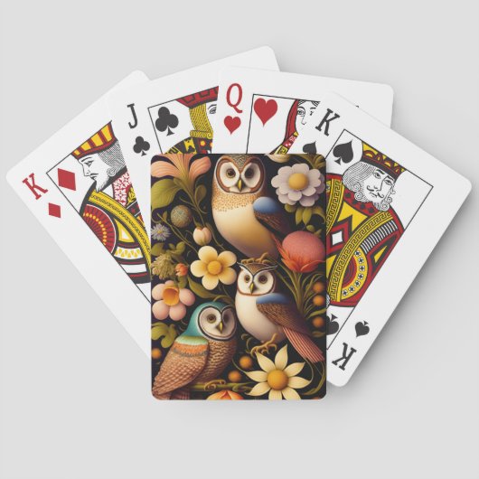 Jeu De Cartes Chouettes et fleurs | Moderne Haeckel (dos)