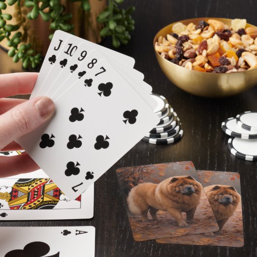 Jeu De Cartes Chow Chow à l'automne Feuilles automne Inspire (In Situ)