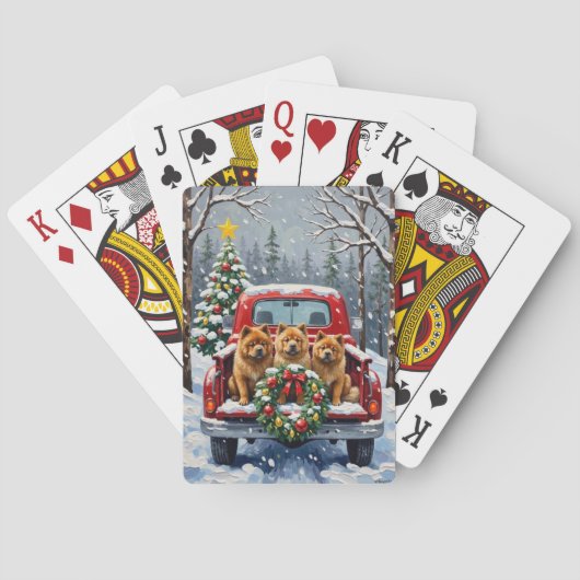 Jeu De Cartes Chow Chow Christmas Red Truck Holiday (dos)