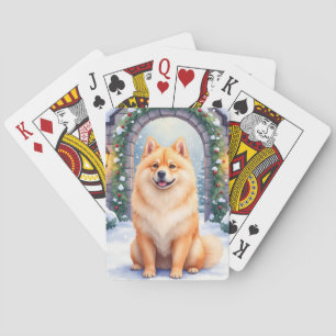 Jeu De Cartes Chow Chow Cour de pierre enneigé Noël Art
