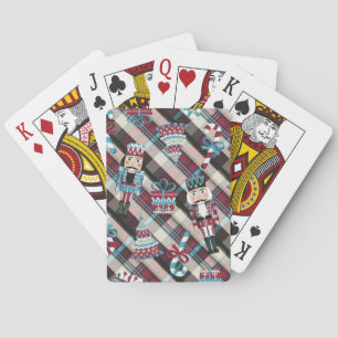 Jeu De Cartes Christmas Nutcracker Plaid Blue Burgundy