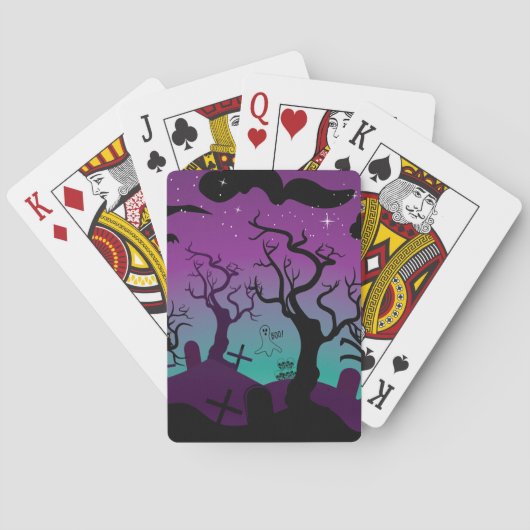 Jeu De Cartes Cimetière noir, violet, turquoise Halloween (dos)