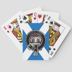 Jeu De Cartes Cimier du clan MacLeod & Tartan rouge sur Saltire