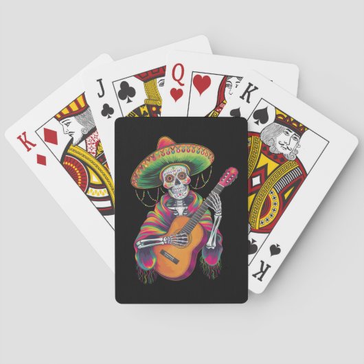 Jeu De Cartes Cinco De Mayo Skeleton Skull Fiesta Guitare (dos)