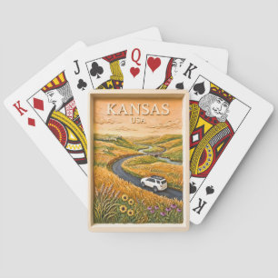 Jeu De Cartes Circuit routier vintage dans la prairie du Kansas,