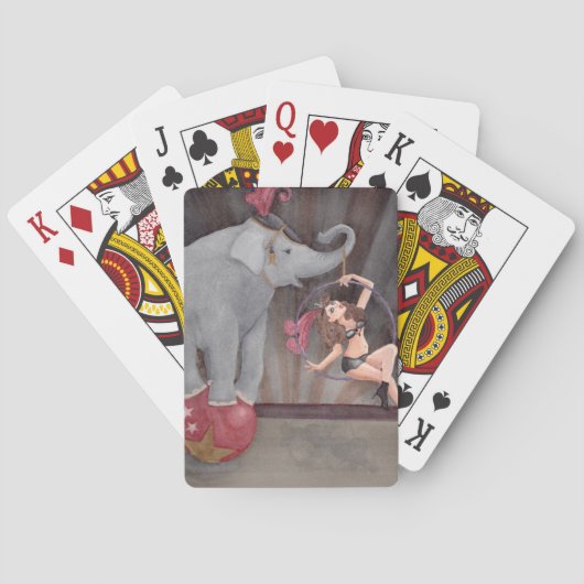 Jeu De Cartes Cirque Acrobat Elephant Jouer Cartes Aquarelle (dos)