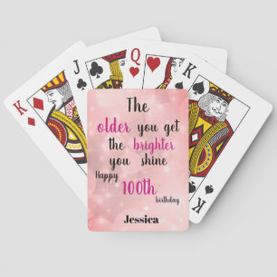 Jeu De Cartes Citation inspirée Joyeux 100e anniversaire Nom