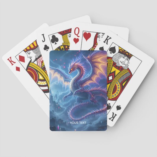 Jeu De Cartes Cité fantastique de dragon bleu mignon (dos)