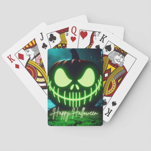 Jeu De Cartes citrouille d'Halloween vert éffrayant (dos)