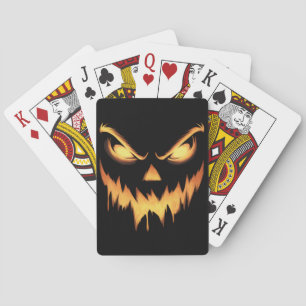 Jeu De Cartes Citrouille effrayant Jack-o'-lantern Face Hallowee