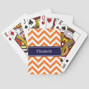 Jeu De Cartes Citrouille Orange Lg Chevron Marine Monogramme Nom