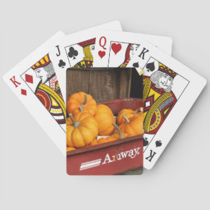 Jeu De Cartes Citrouilles D'Automne Dans Le Vieux Wagon Rouge