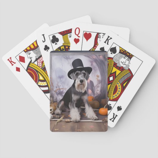 Jeu De Cartes Citrouilles de Schnauzer miniature Halloween (dos)