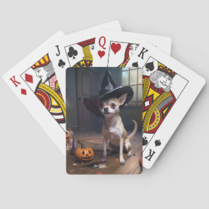 Jeu De Cartes Citrouilles d'Halloween effrayantes de Chihuahua